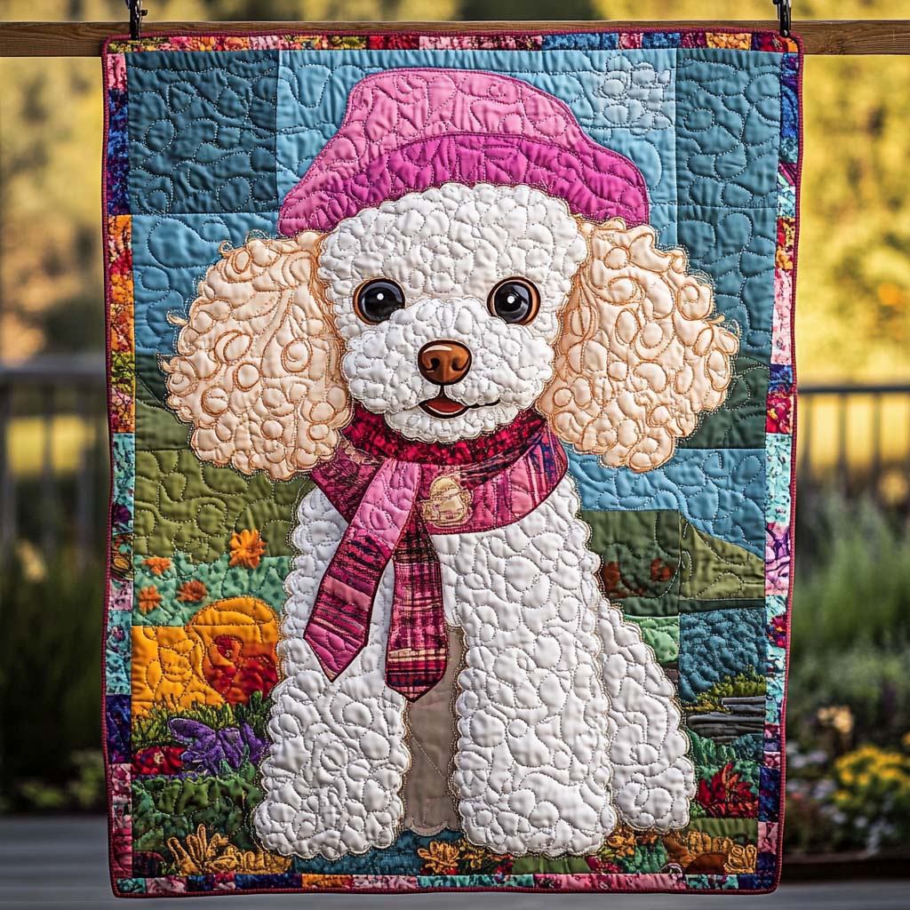 Glamour Poodle Quilted Blanket - Throw (55" x 60")
