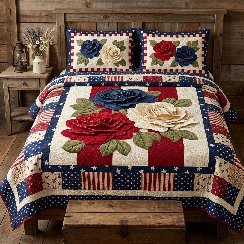 Glory Garden 3-Piece Quilted Bedding Set - Single (59" x 70")