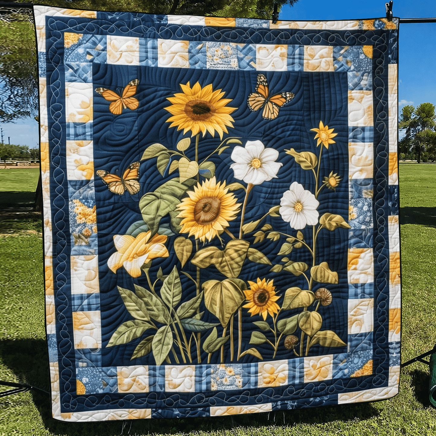 Glow Flower Quilted Blanket - Throw (55" x 60")