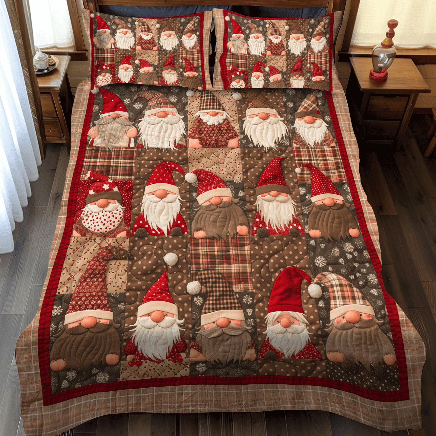 Gnome Cottage 3-Piece Quilted Bedding Set - Single (59" x 70")