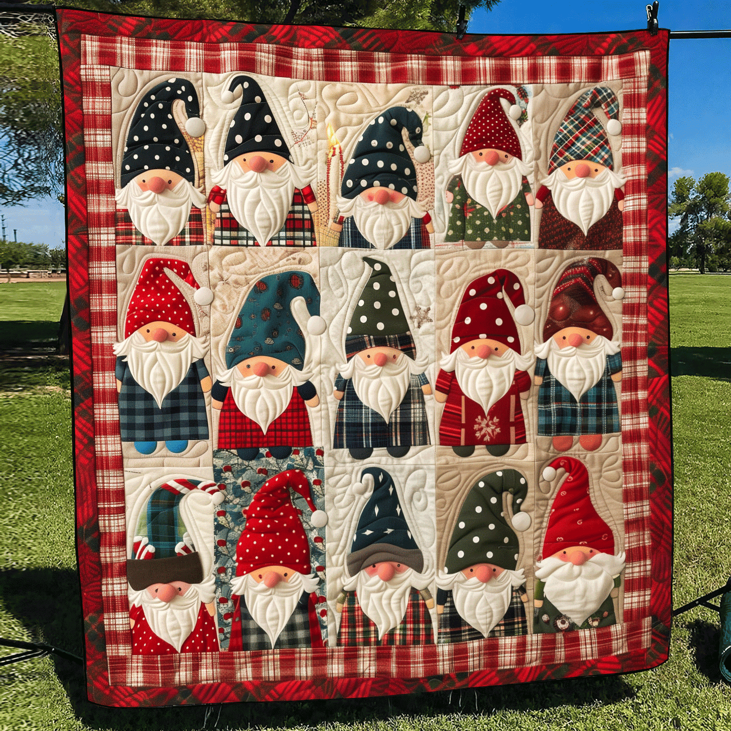 Gnome Huddle Quilted Blanket - Throw (55" x 60")