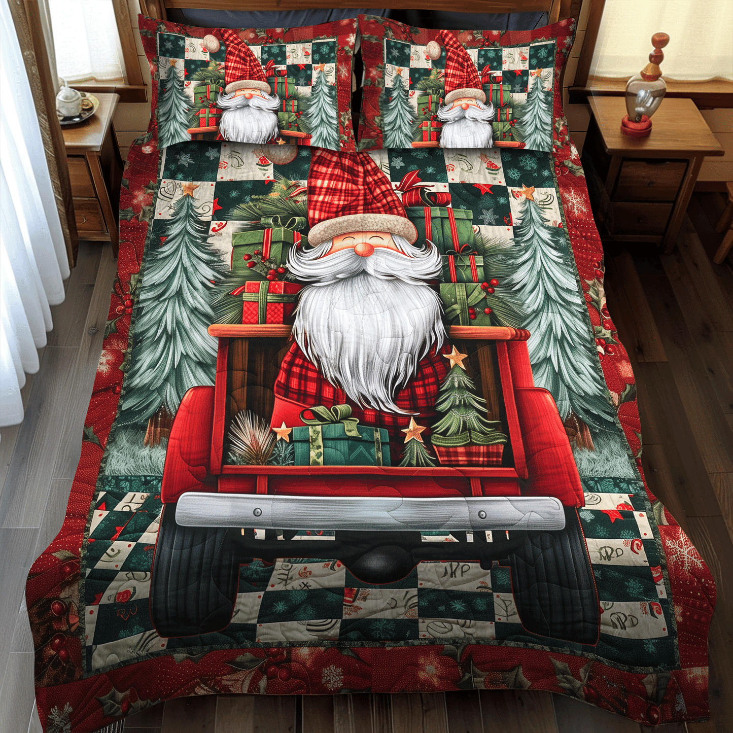 Gnome Magic 3-Piece Quilted Bedding Set - Single (59" x 70")