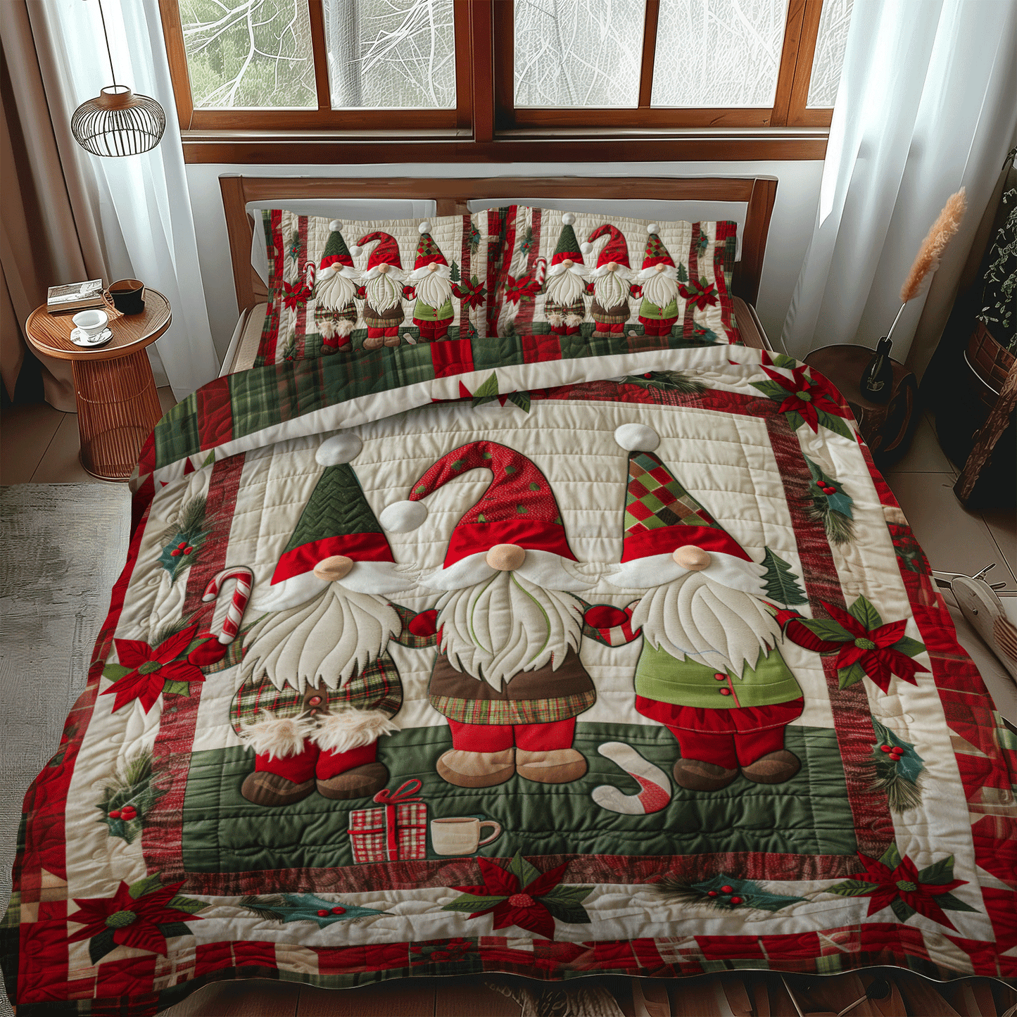 Gnome Parade 3-Piece Quilted Bedding Set - Single (59" x 70")