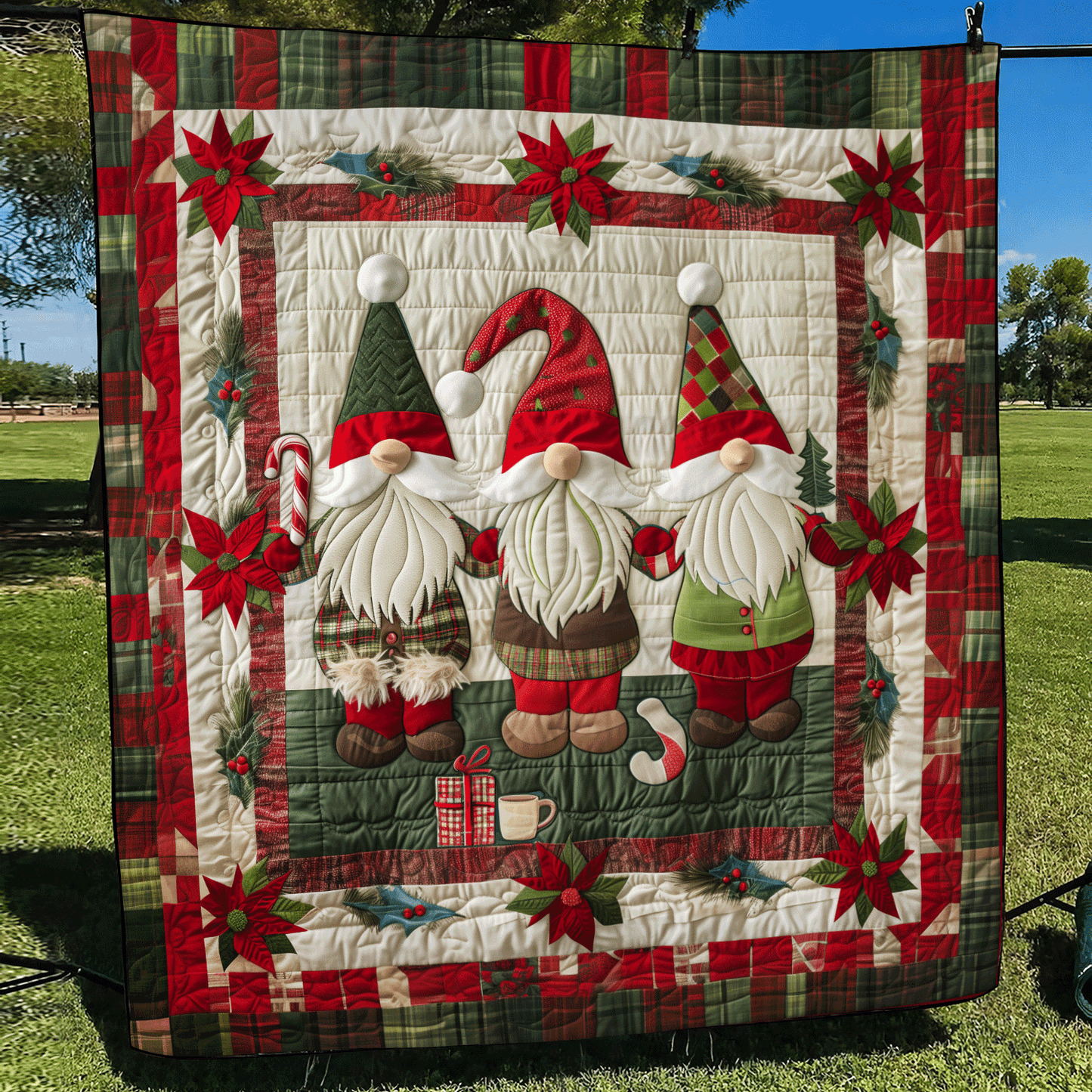 Gnome Parade Quilted Blanket - Throw (55" x 60")