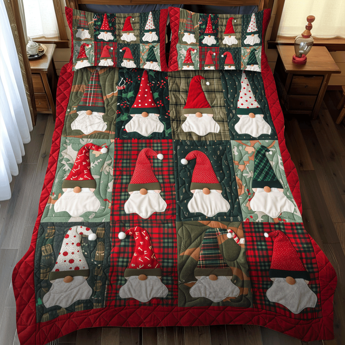 Gnome Party 3-Piece Quilted Bedding Set - Single (59" x 70")
