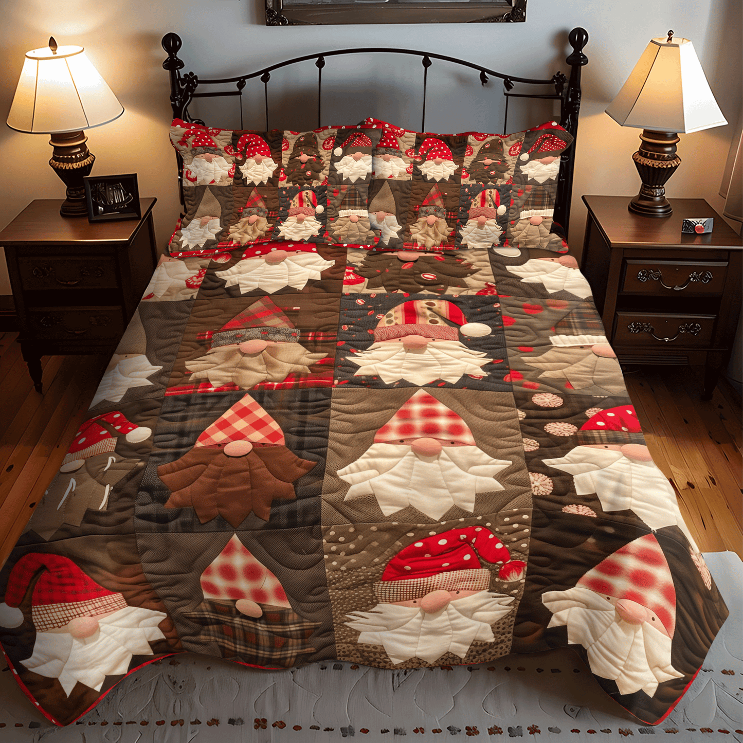 Gnome Sweet Gnome 3-Piece Quilted Bedding Set - Single (59" x 70")