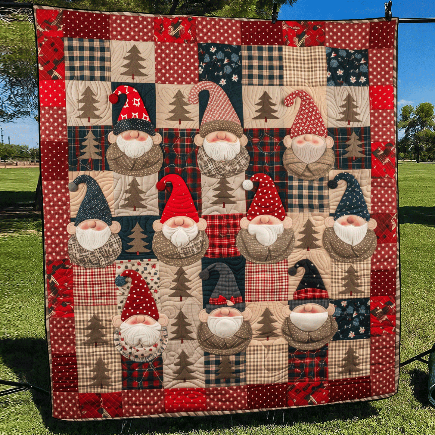 Gnome Village Quilted Blanket - Throw (55" x 60")