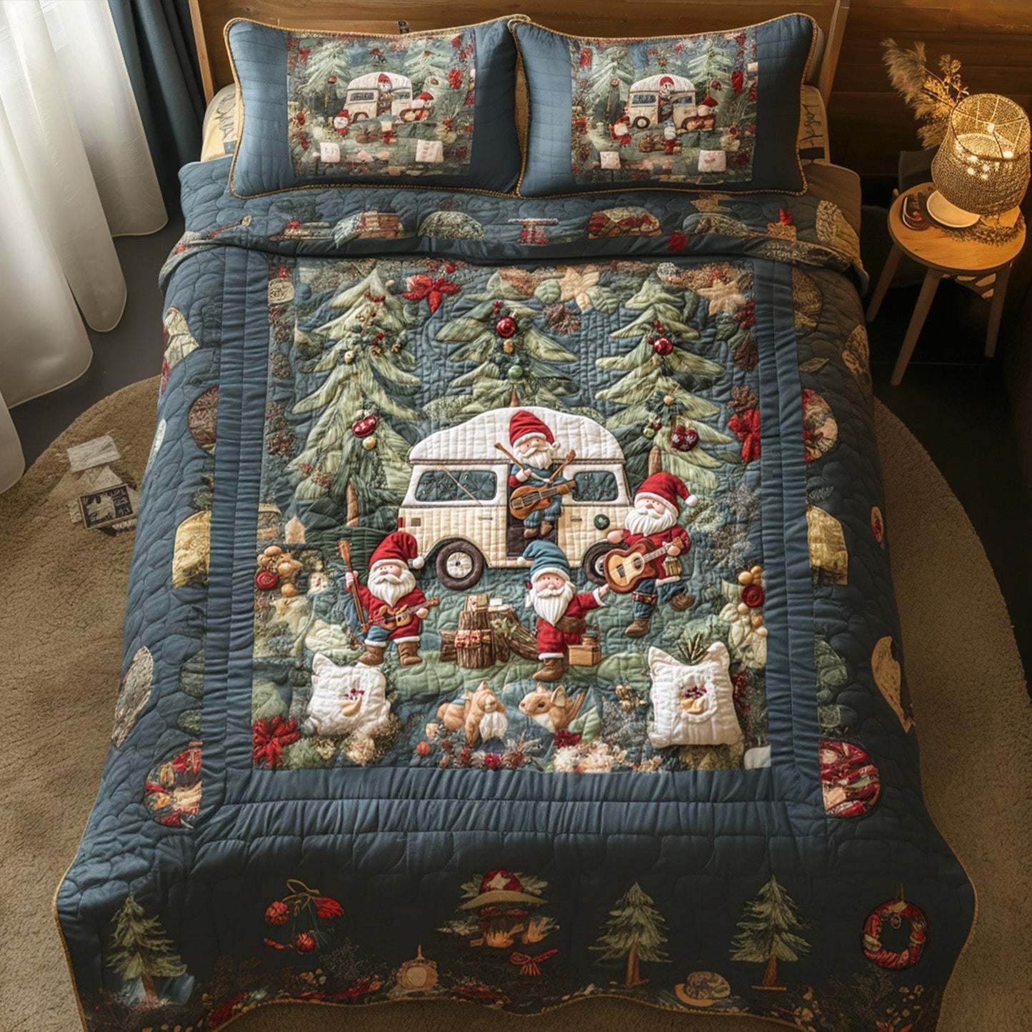 Gnome Caravan Adventure 3-Piece Quilted Bedding Set - Single (59" x 70")