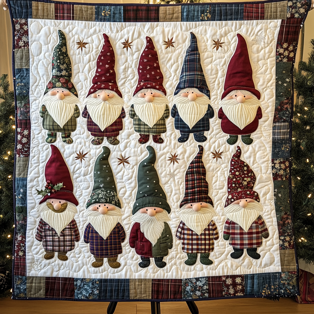 Gnome Gather Quilted Blanket - Throw (55" x 60")