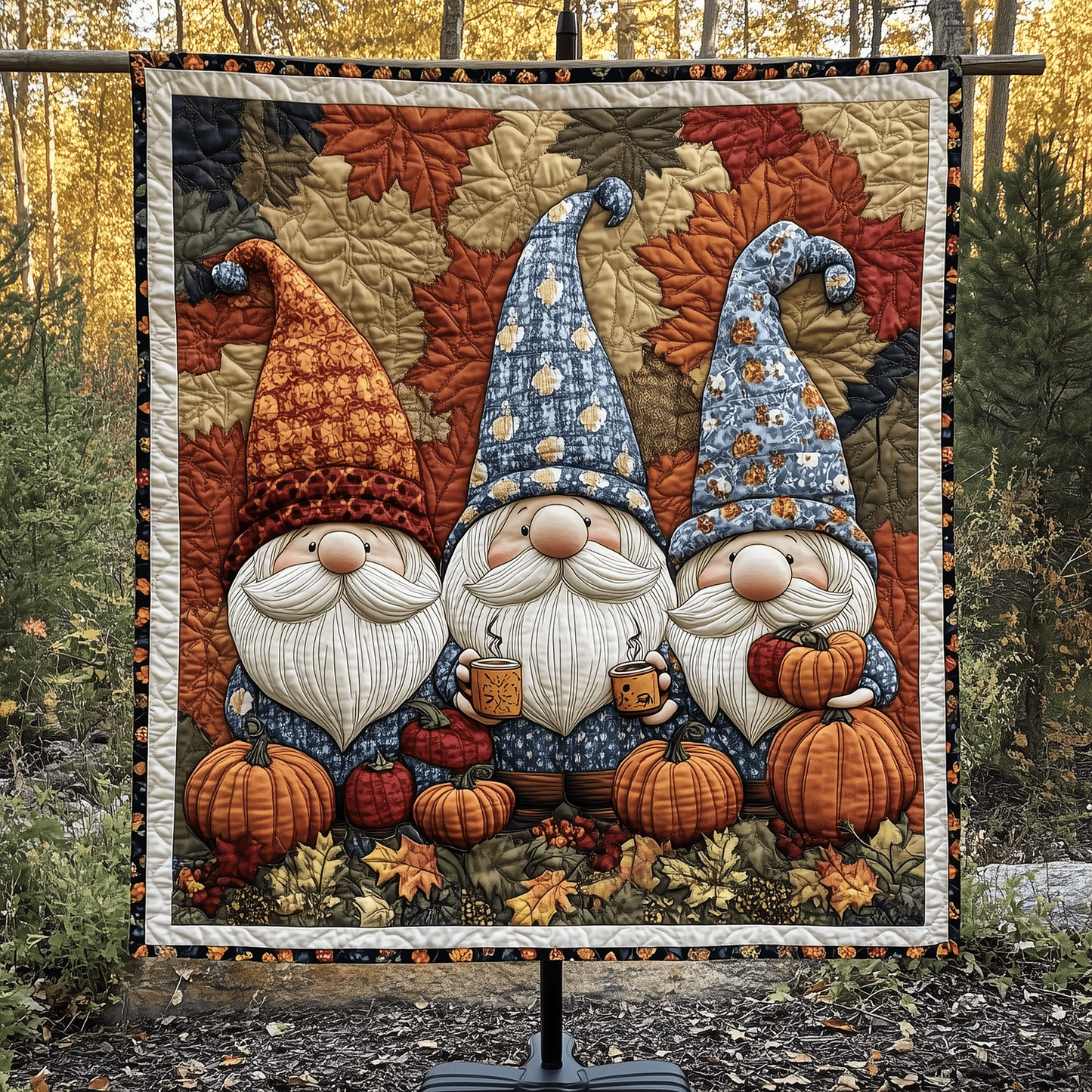Gnome Harvest Quilted Blanket - Throw (55" x 60")