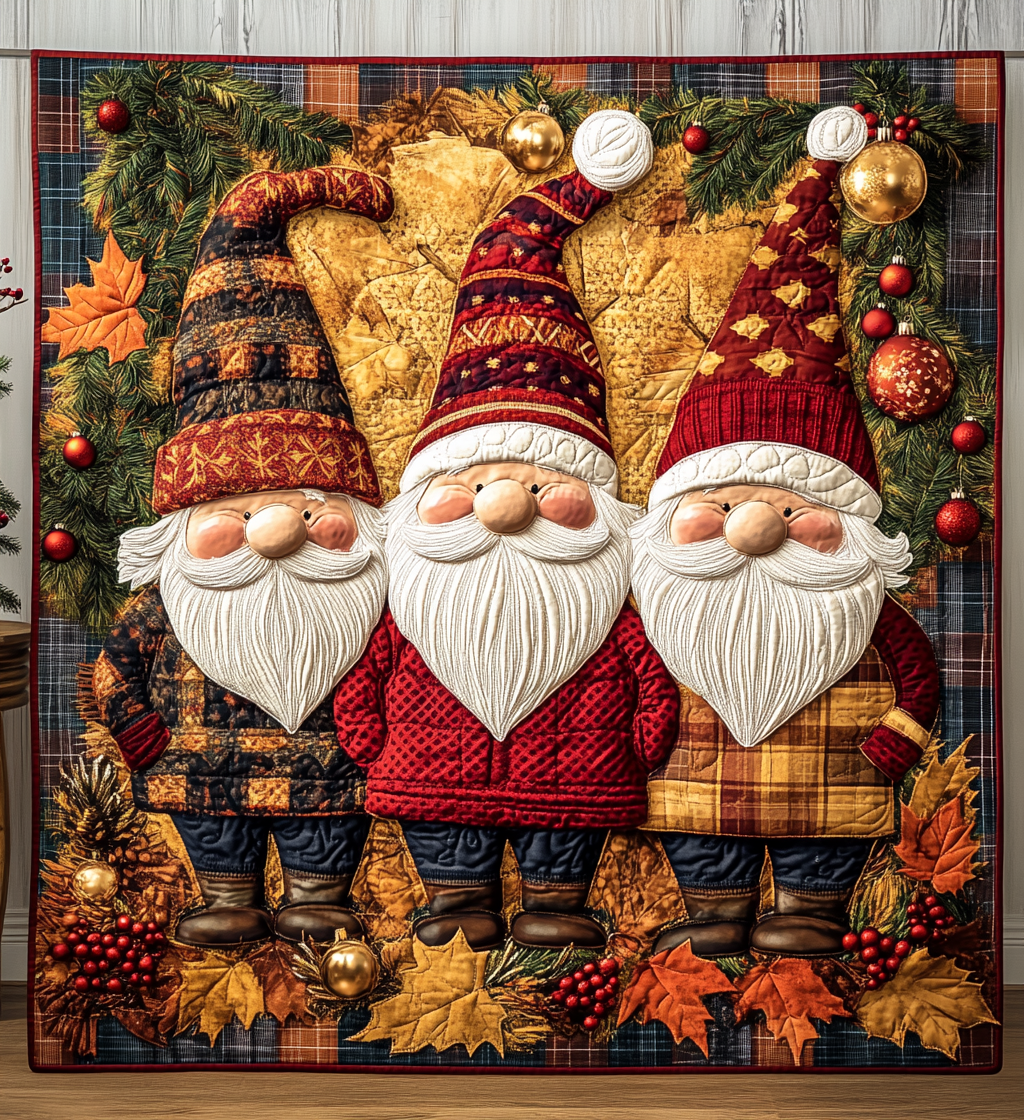 Gnome Leafs Quilted Blanket - Throw (55" x 60")