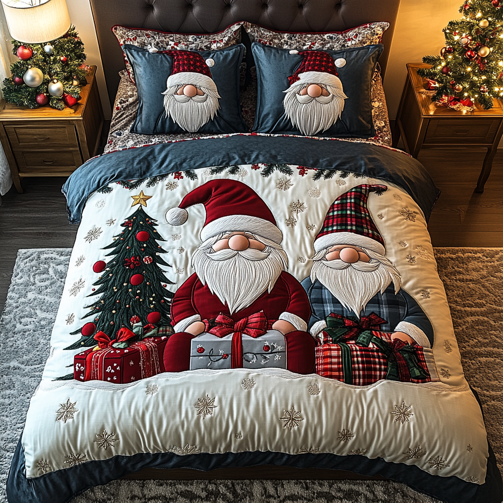Gnome Noel 3-Piece Quilted Bedding Set - Single (59" x 70")