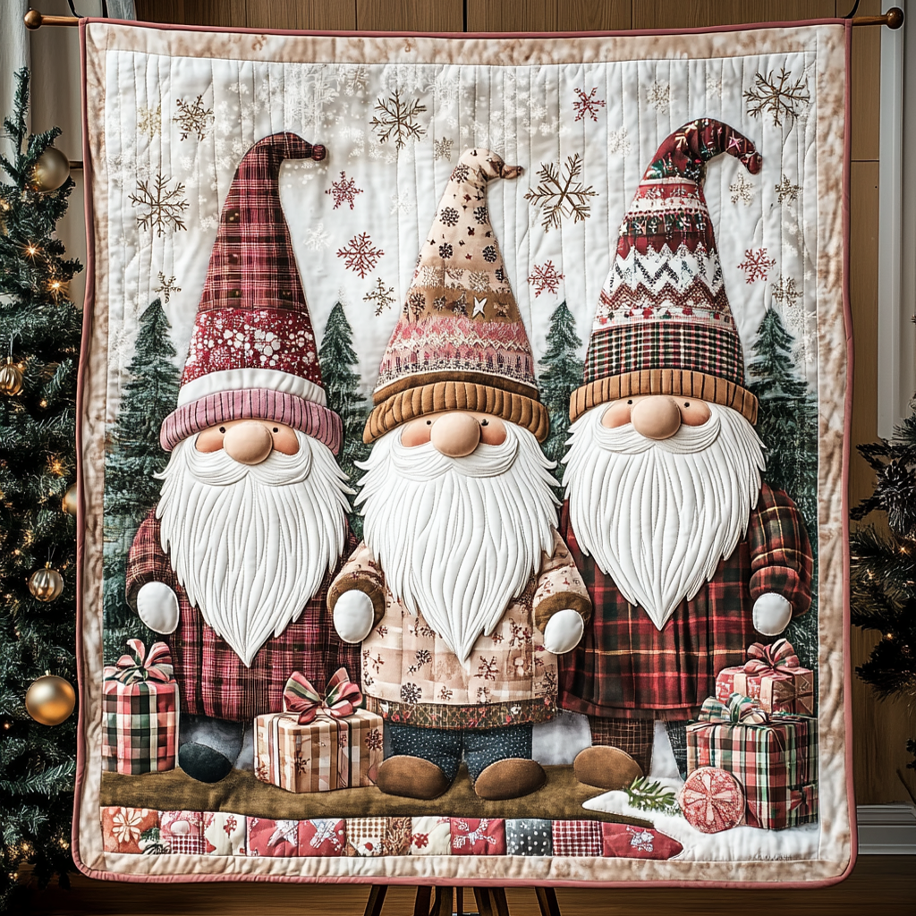 Gnome Starry Dream Quilted Blanket - Throw (55" x 60")