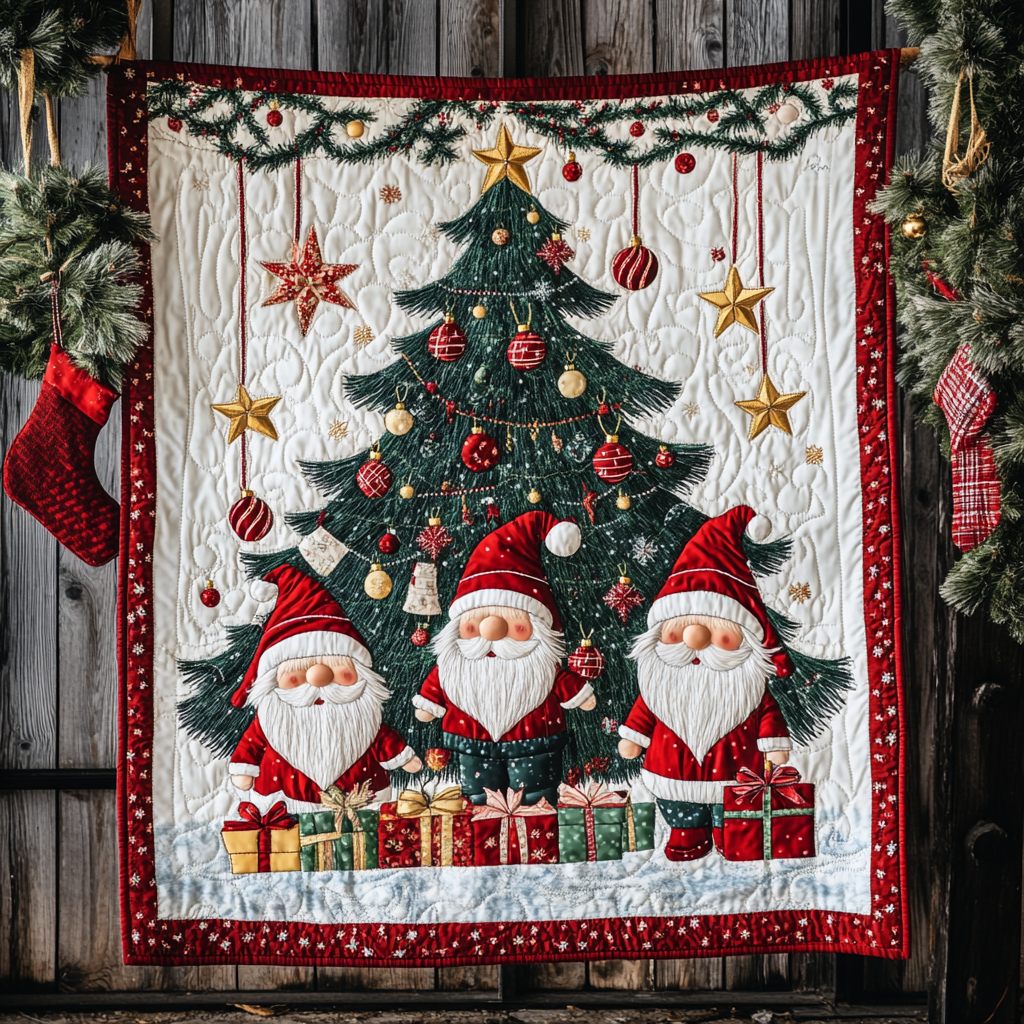 Gnome Winter Wonderland Quilted Blanket - Throw (55" x 60")