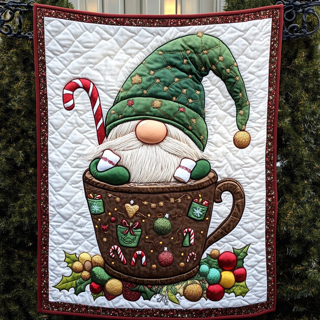 Gnome Yuletide Joy Quilted Blanket - Throw (55" x 60")
