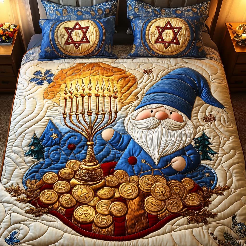 Gnomes Of The Light 3-Piece Quilted Bedding Set - Single (59" x 70")