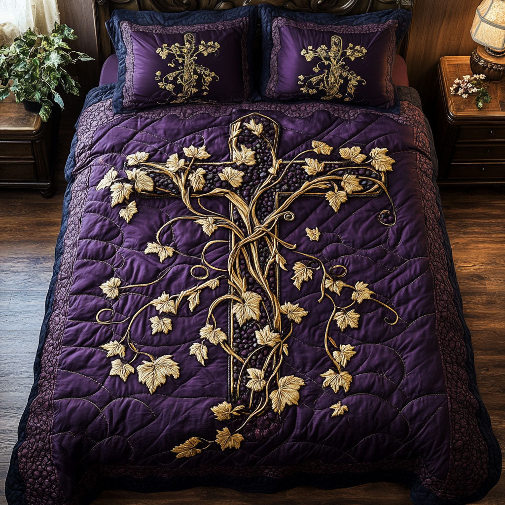 Gold Vine 3-Piece Quilted Bedding Set - Single (59" x 70")