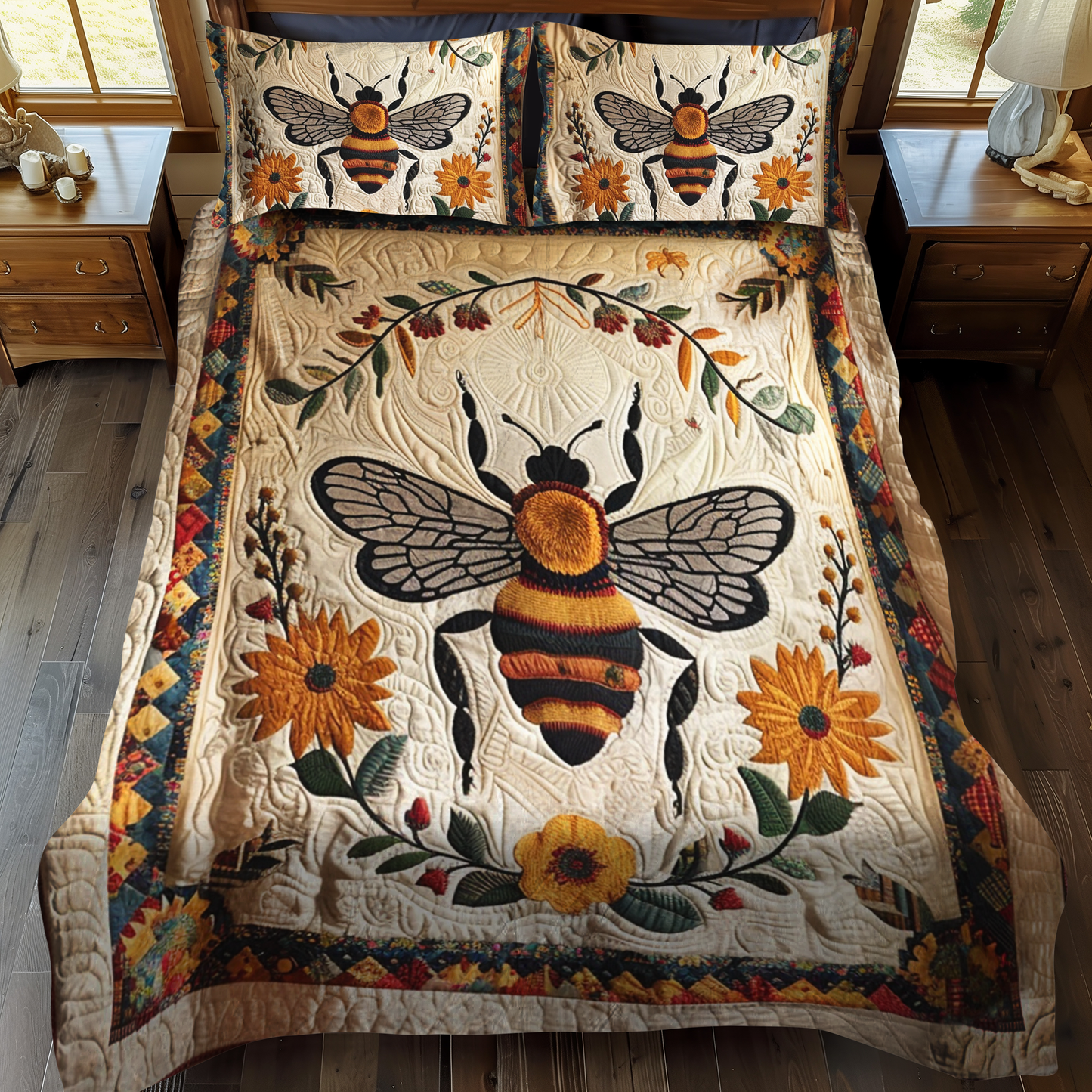 Golden Bee 3-Piece Quilted Bedding Set - Single (59" x 70")