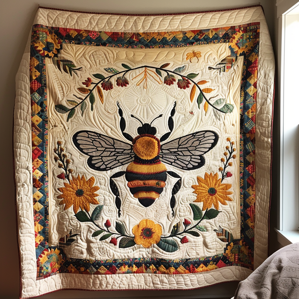 Golden Bee Quilted Blanket - Throw (55" x 60")