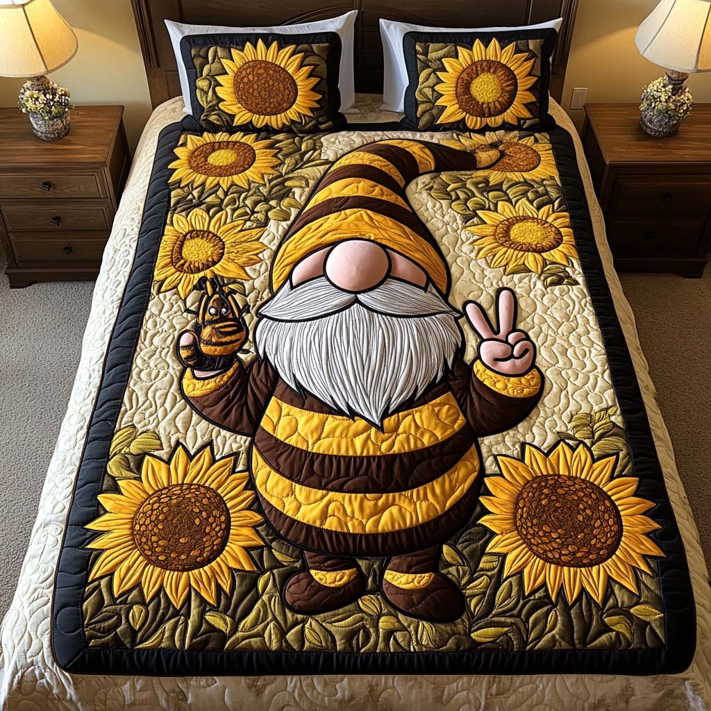 Golden Cheer 3-Piece Quilted Bedding Set - Single (59" x 70")