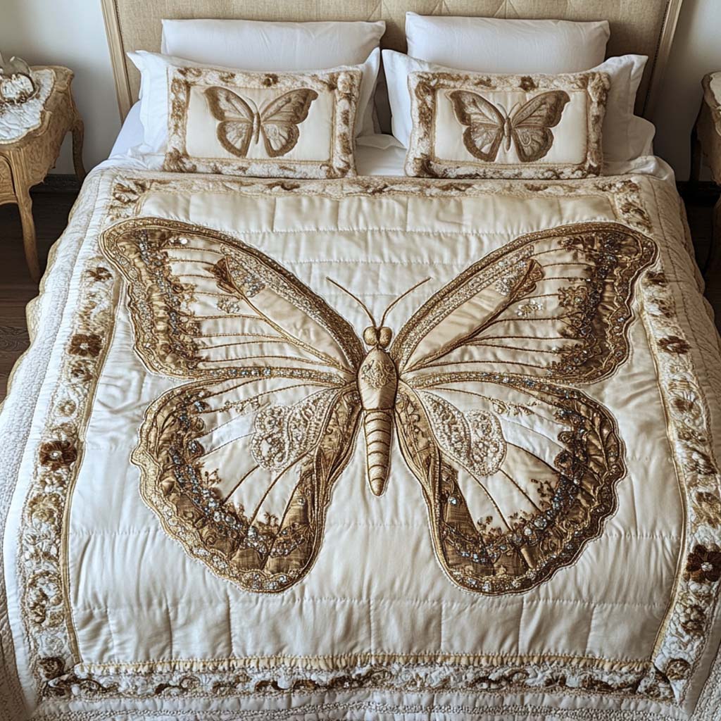Golden Elegance 3-Piece Quilted Bedding Set - Single (59" x 70")