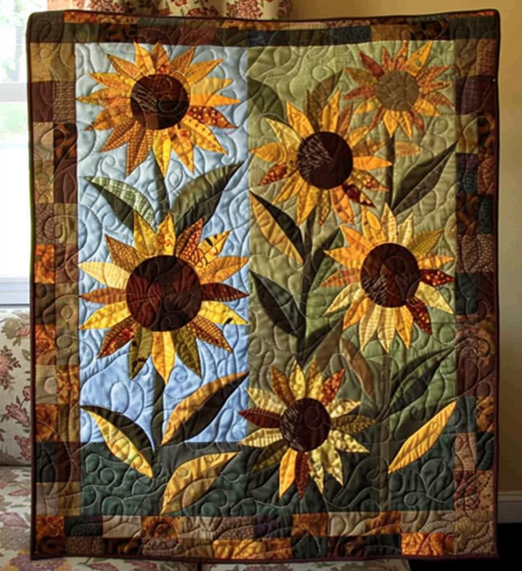 Golden Glow Quilted Blanket - Throw (55" x 60")