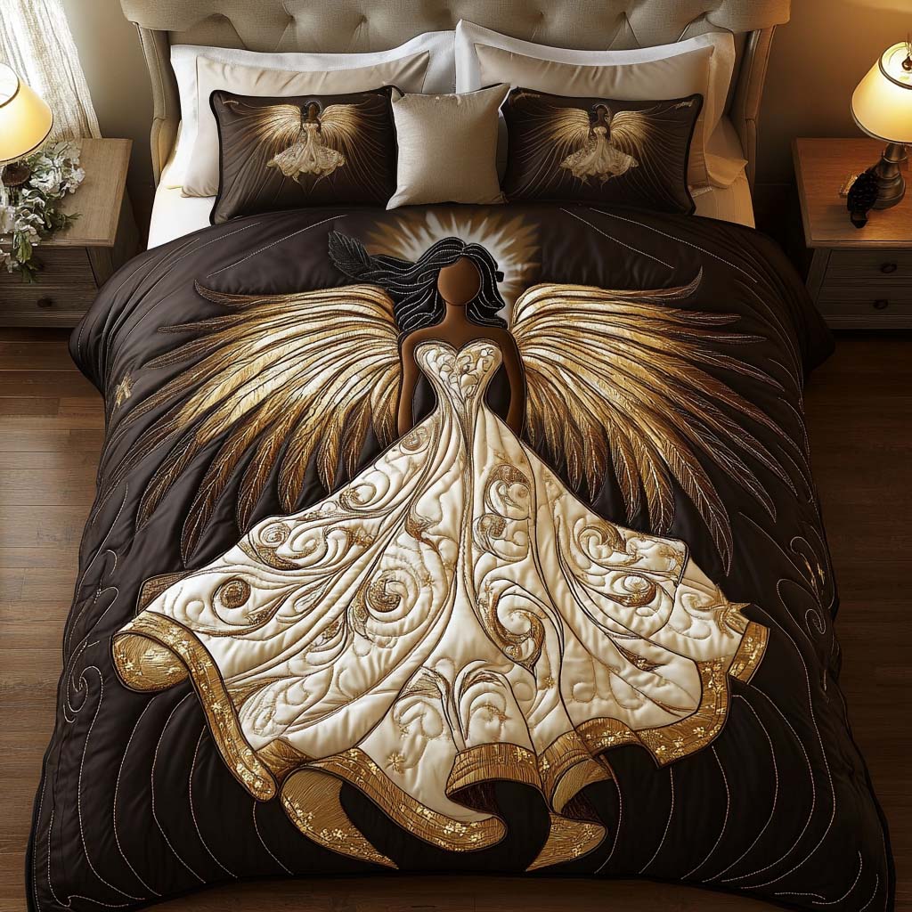 Golden Grace 3-Piece Quilted Bedding Set - Single (59" x 70")
