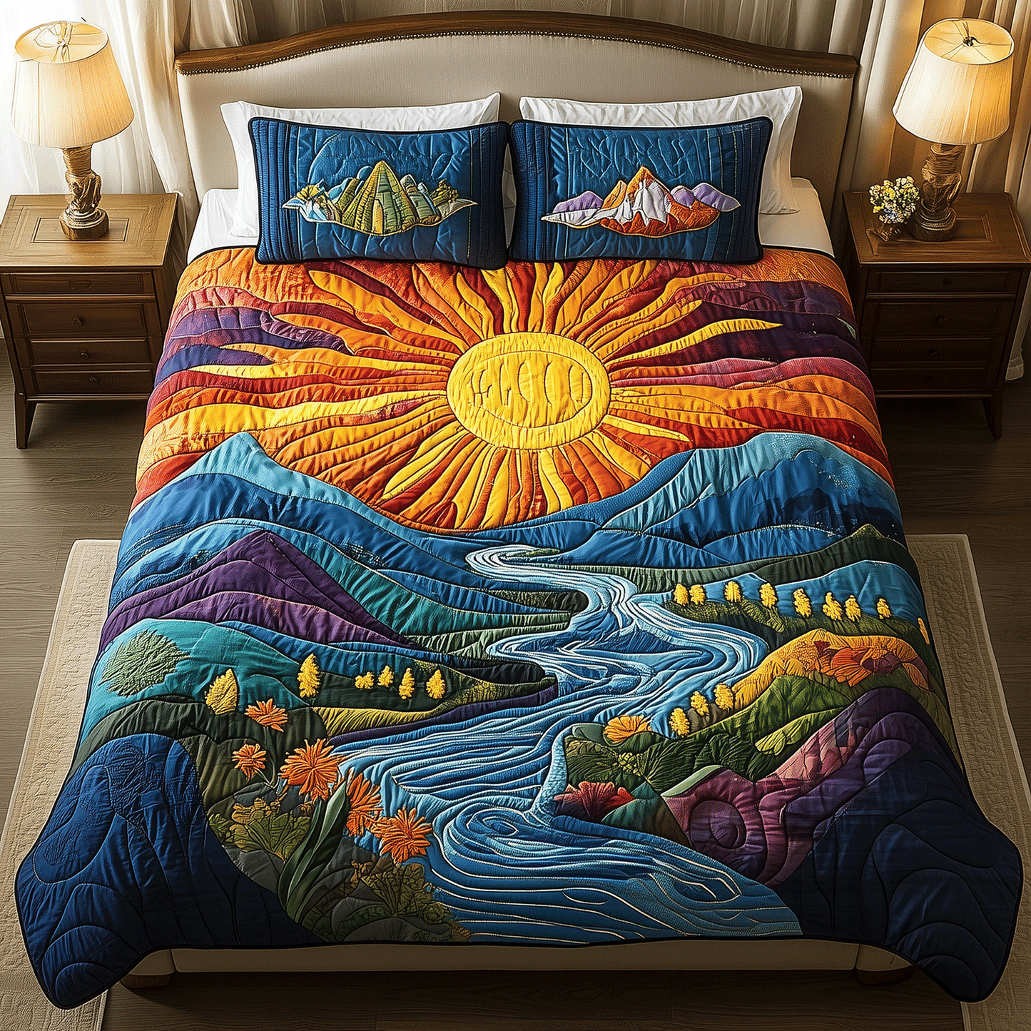 Golden Horizon 3-Piece Quilted Bedding Set - Single (59" x 70")
