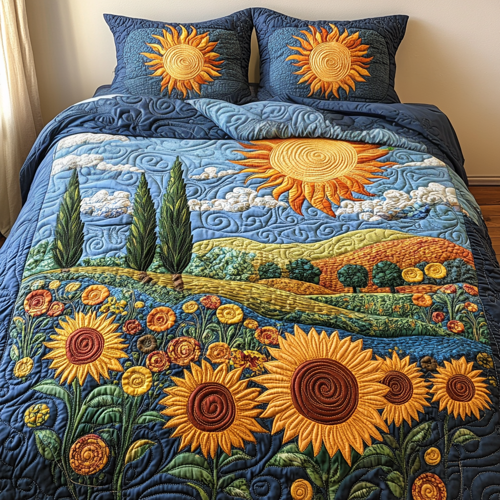 Golden Horizon Quilted Bedding Set - Single (59" x 70")