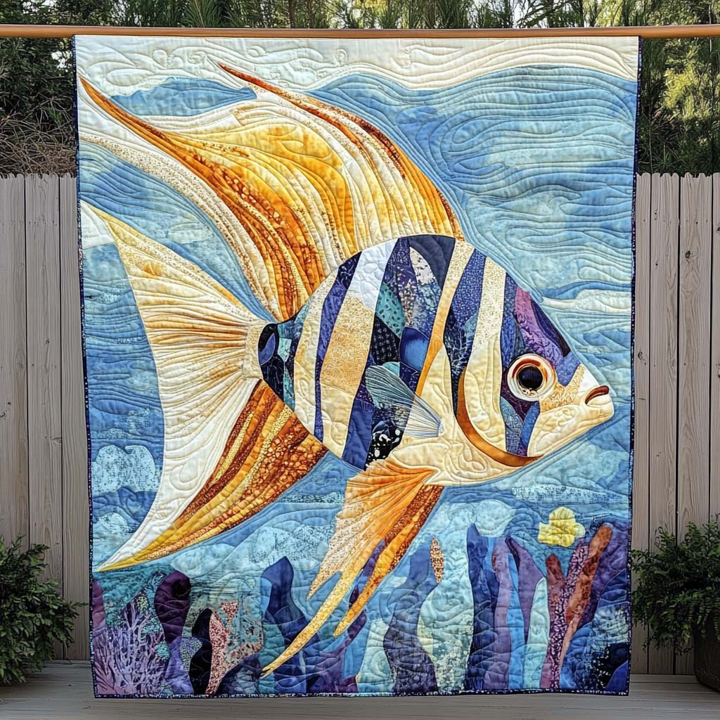 Golden Reef Beauty Quilted Blanket - Throw (55" x 60")