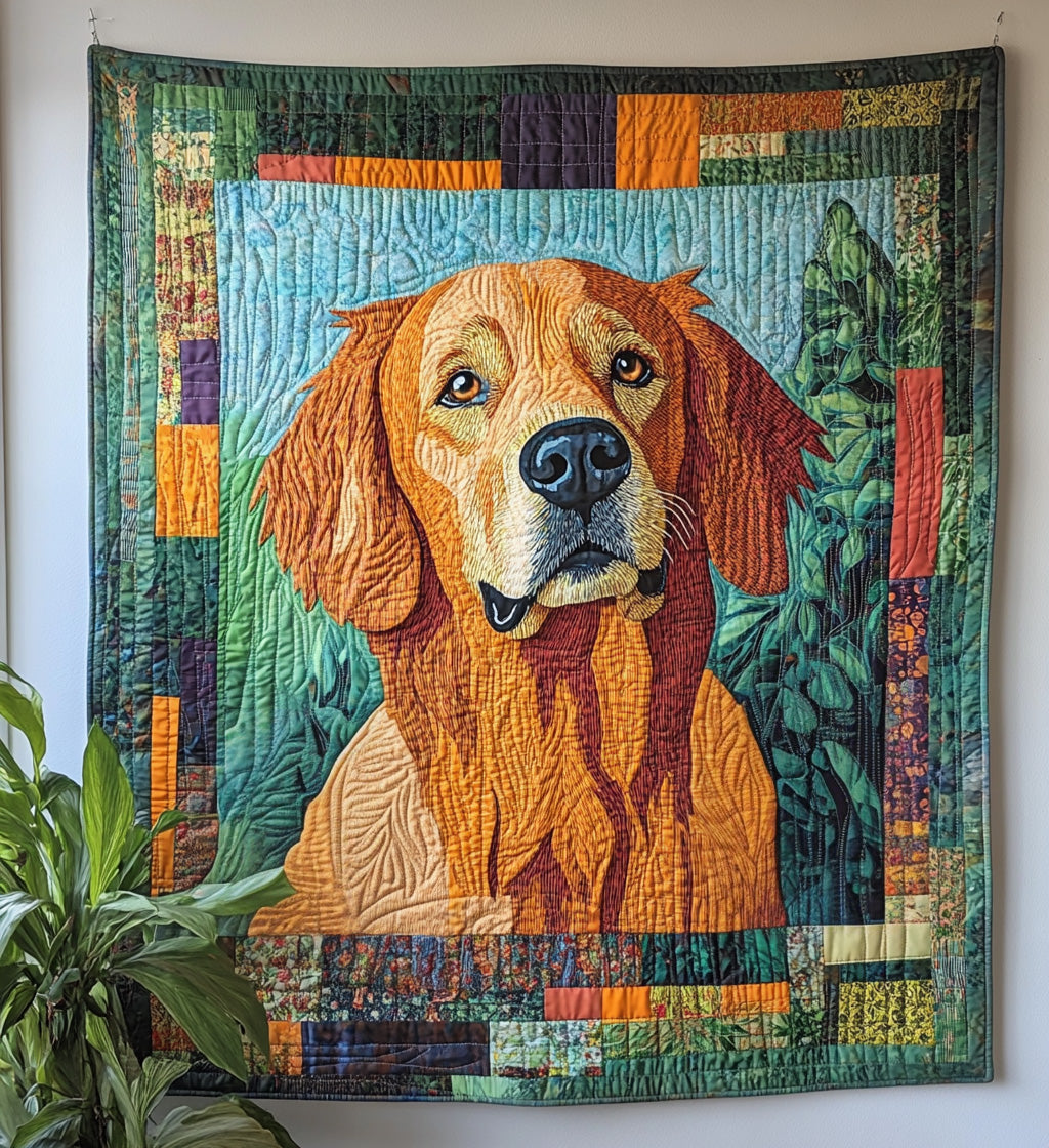 Golden Retriever in the Garden Quilted Blanket - Throw (55" x 60")