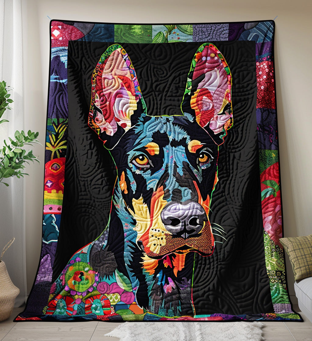 Golden Season Doberman Quilted Blanket - Throw (55" x 60")