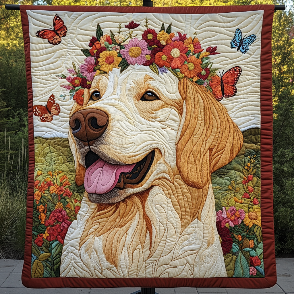 Golden Blooms Delight Quilted Blanket - Throw (55" x 60")