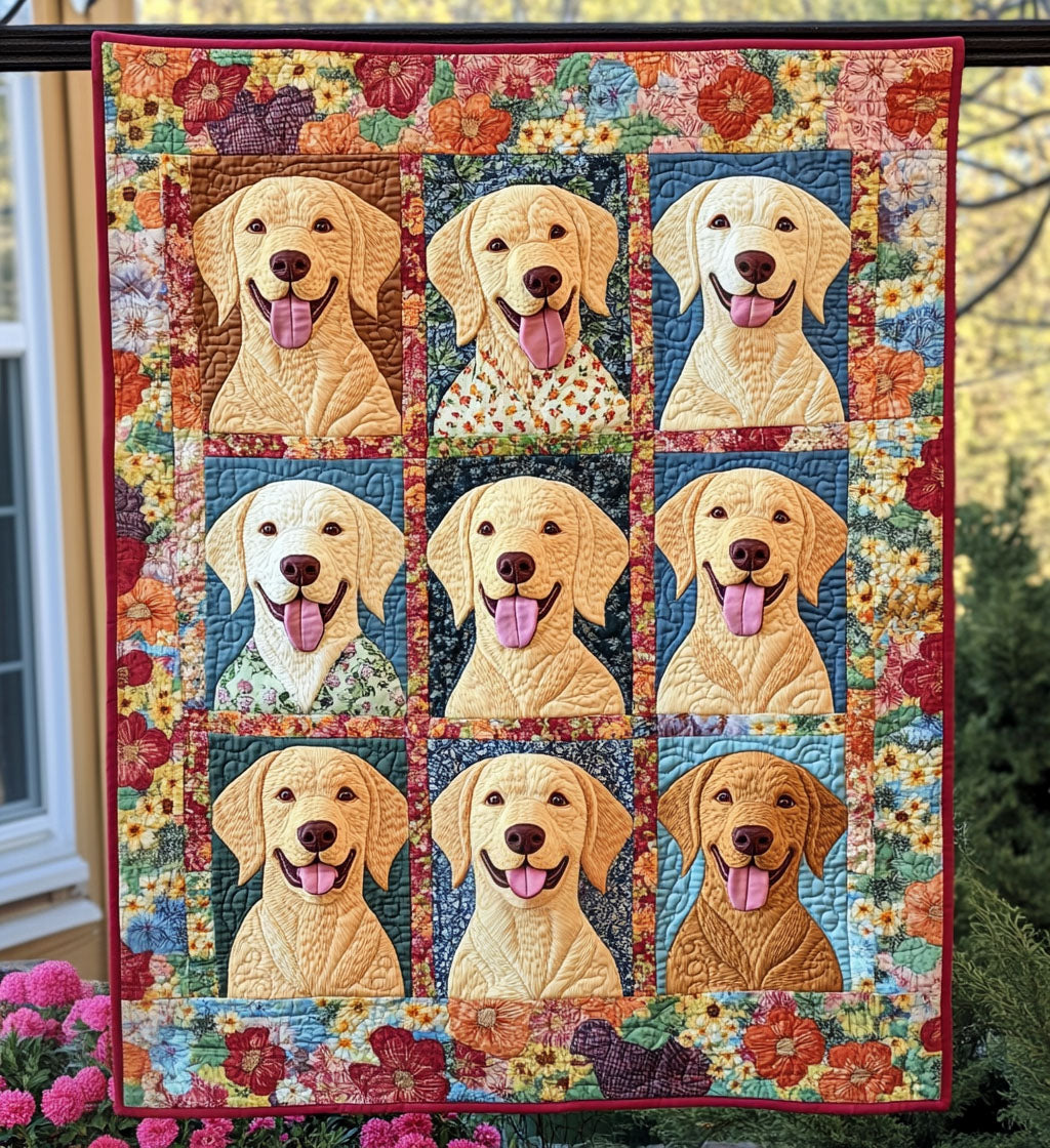 Golden Blossoms Quilted Blanket - Throw (55" x 60")