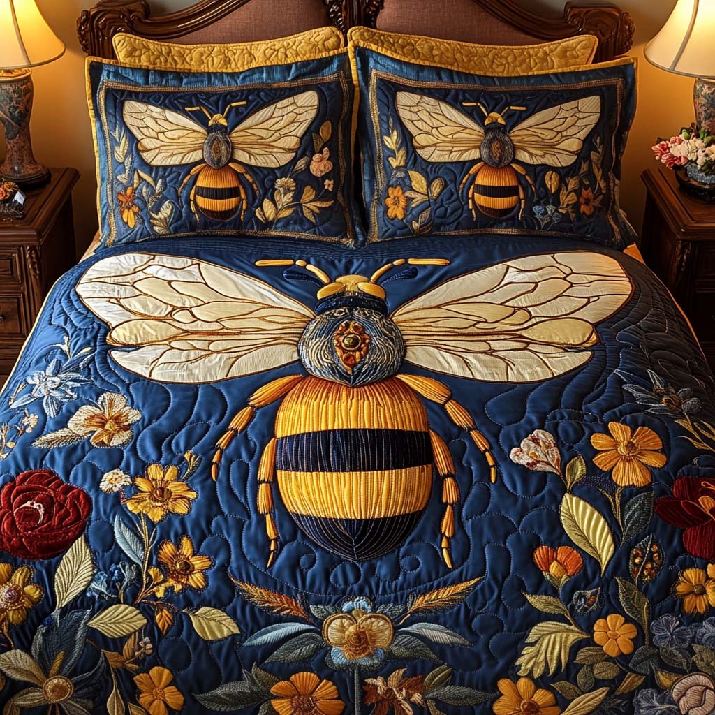 Golden Buzz 3-Piece Quilted Bedding Set - Single (59" x 70")