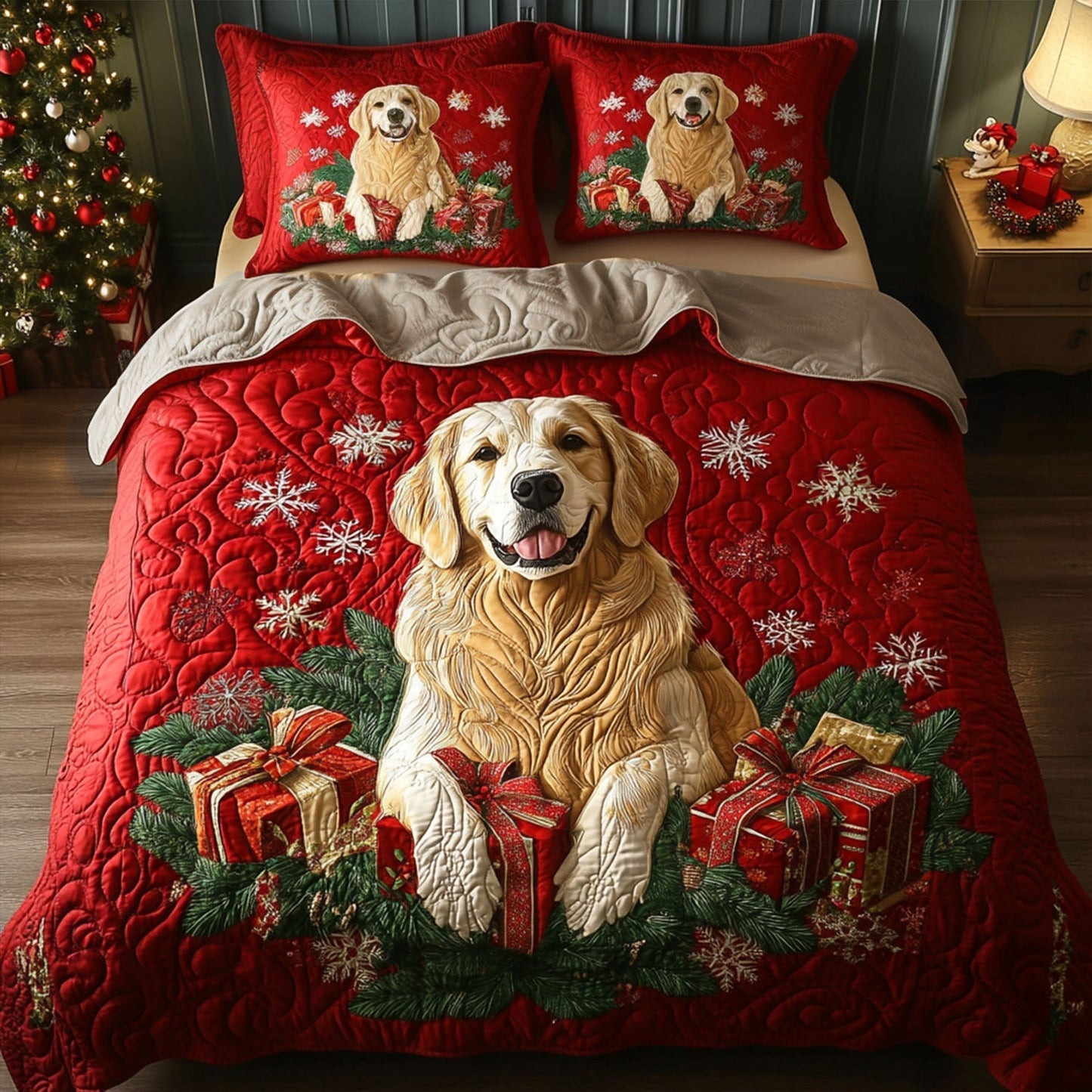 Golden Caroler 3-Piece Quilted Bedding Set - Single (59" x 70")