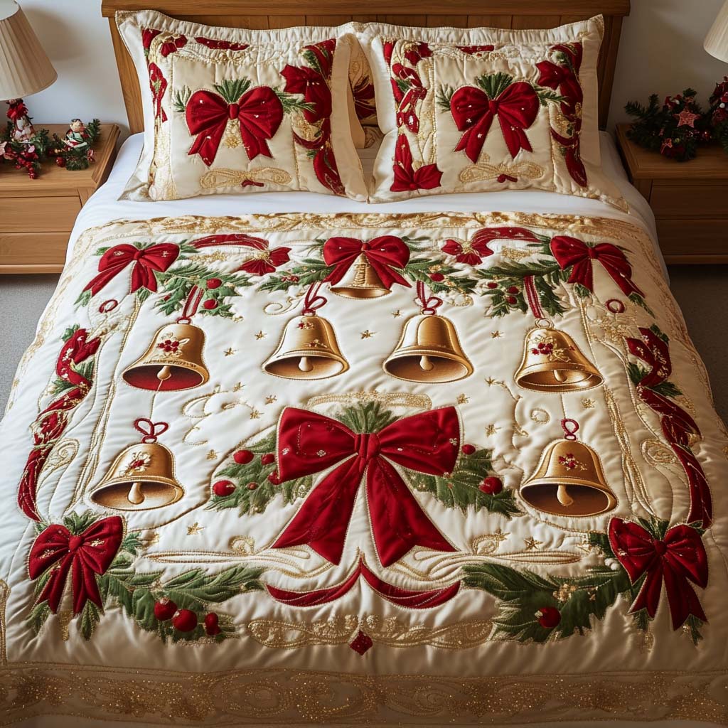 Golden Chime 3-Piece Quilted Bedding Set - Single (59" x 70")