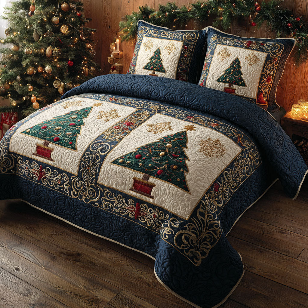 Golden Evergreen 3-Piece Quilted Bedding Set - Single (59" x 70")