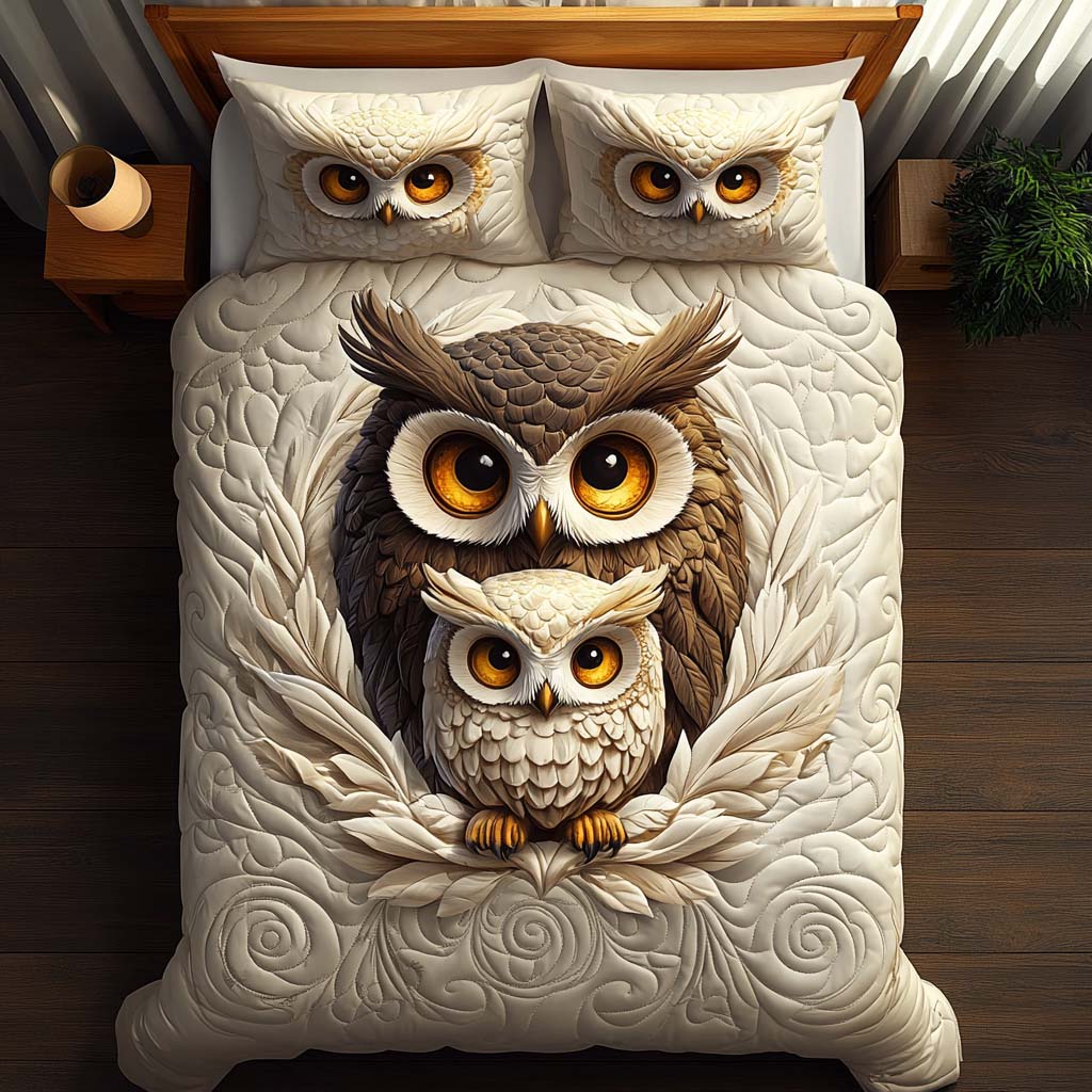 Golden Eyes 3-Piece Quilted Bedding Set - Single (59" x 70")