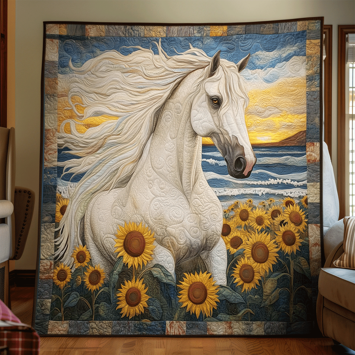 Golden Gallop Art Quilt Hanging - Baby (30" x 40")