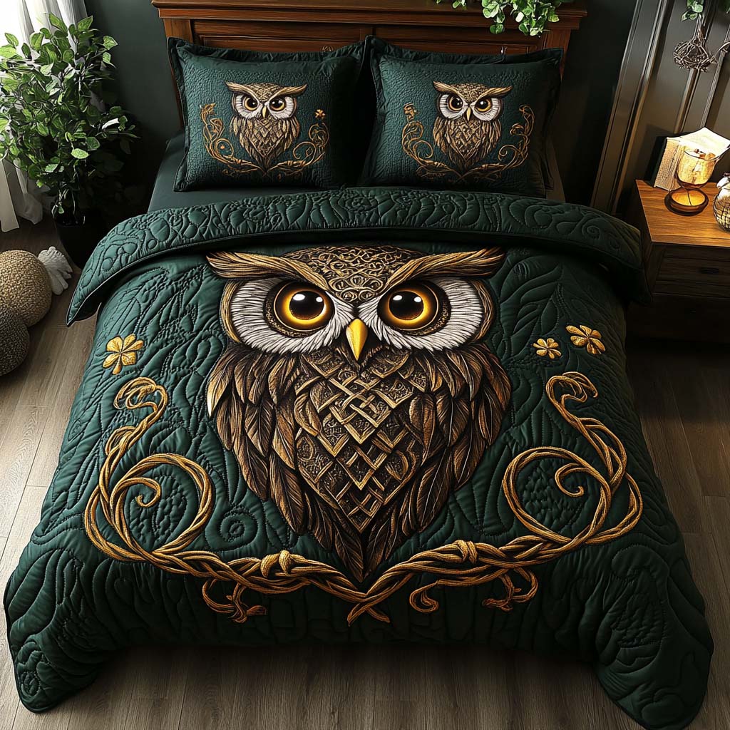 Golden Gaze 3-Piece Quilted Bedding Set - Single (59" x 70")