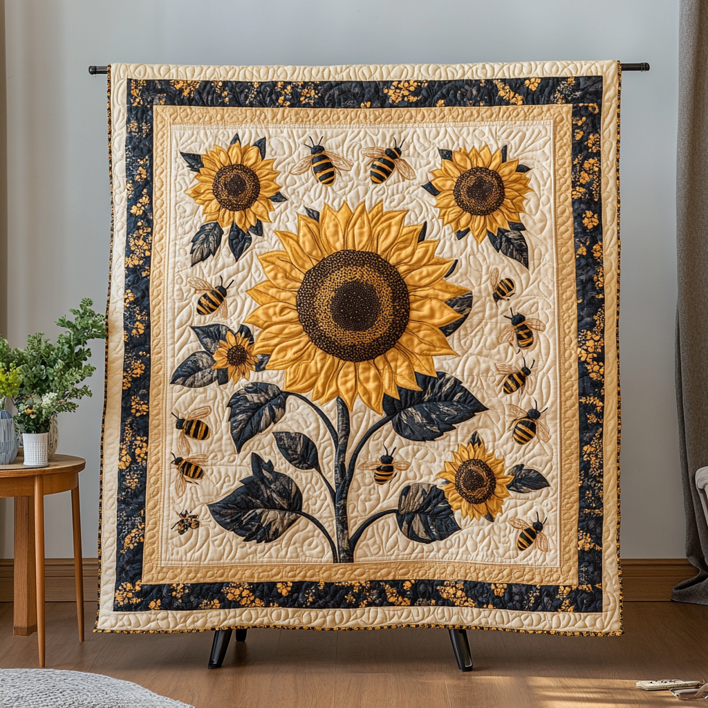Golden Glow Quilted Blanket - Throw (55" x 60")