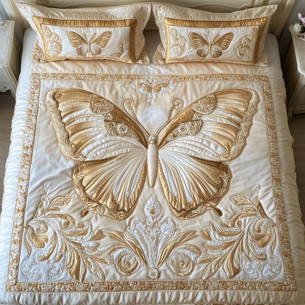 Golden Grace 3-Piece Quilted Bedding Set - Single (59" x 70")
