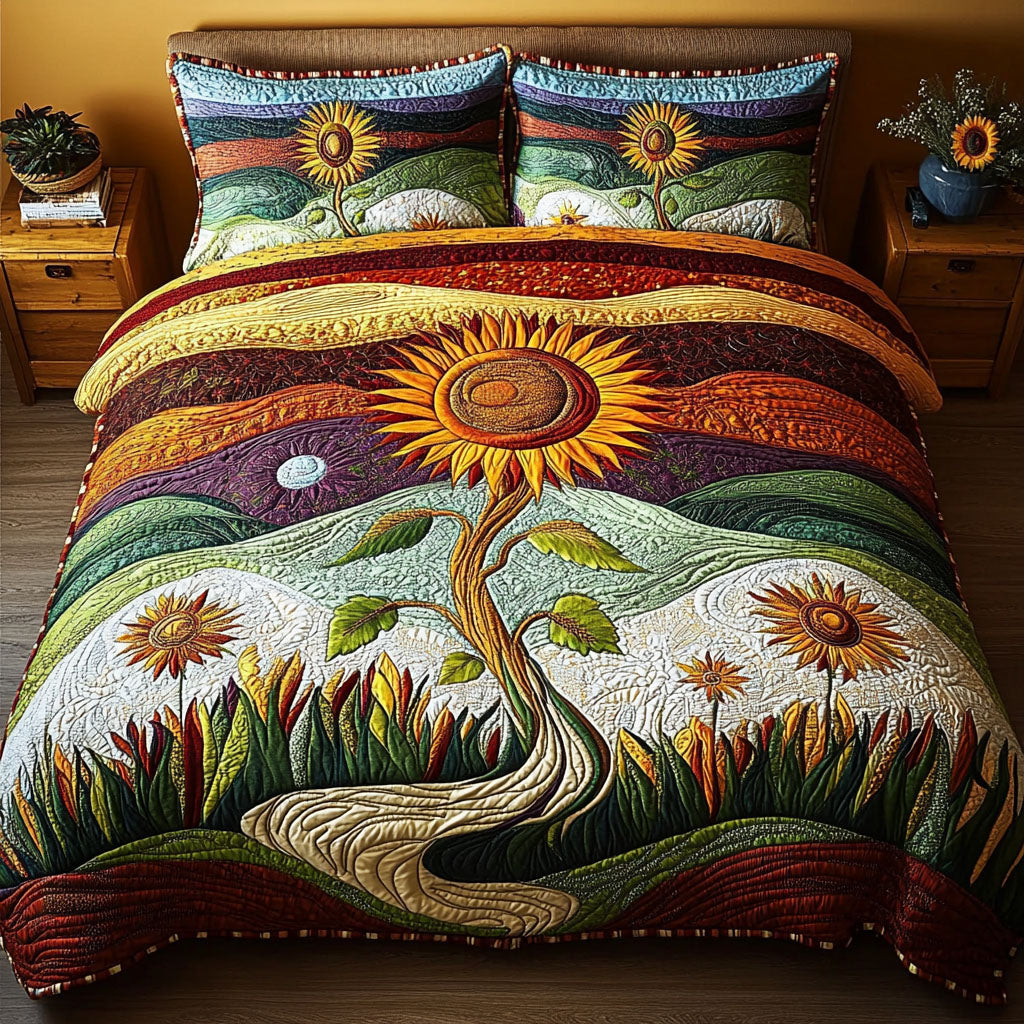 Golden Harvest Night 3-Piece Quilted Bedding Set - Single (59" x 70")