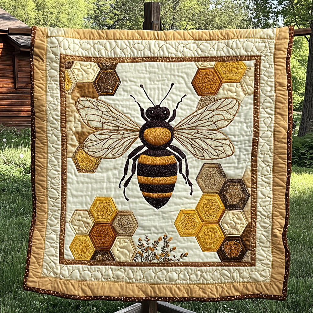 Golden Hive Quilted Blanket - Throw (55" x 60")