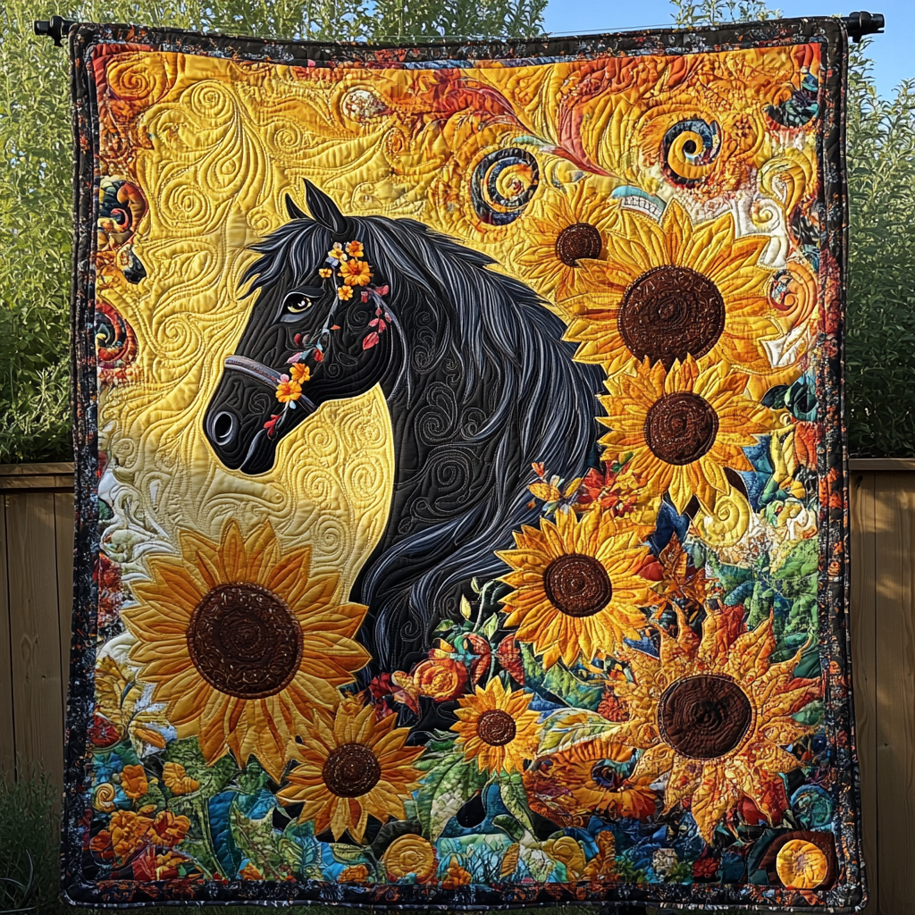 Golden Hooves Quilted Blanket - Throw (55" x 60")