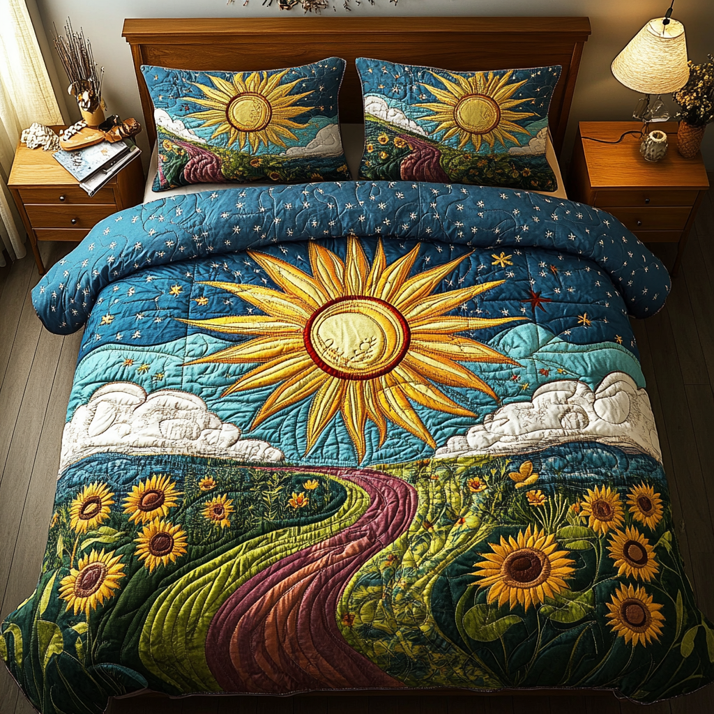 Golden Horizon 3-Piece Quilted Bedding Set - Single (59" x 70")