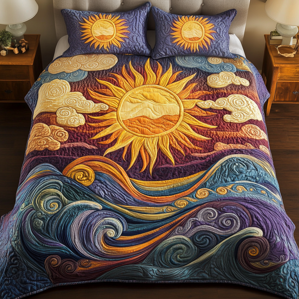 Golden Horizon 3-Piece Quilted Bedding Set - Single (59" x 70")