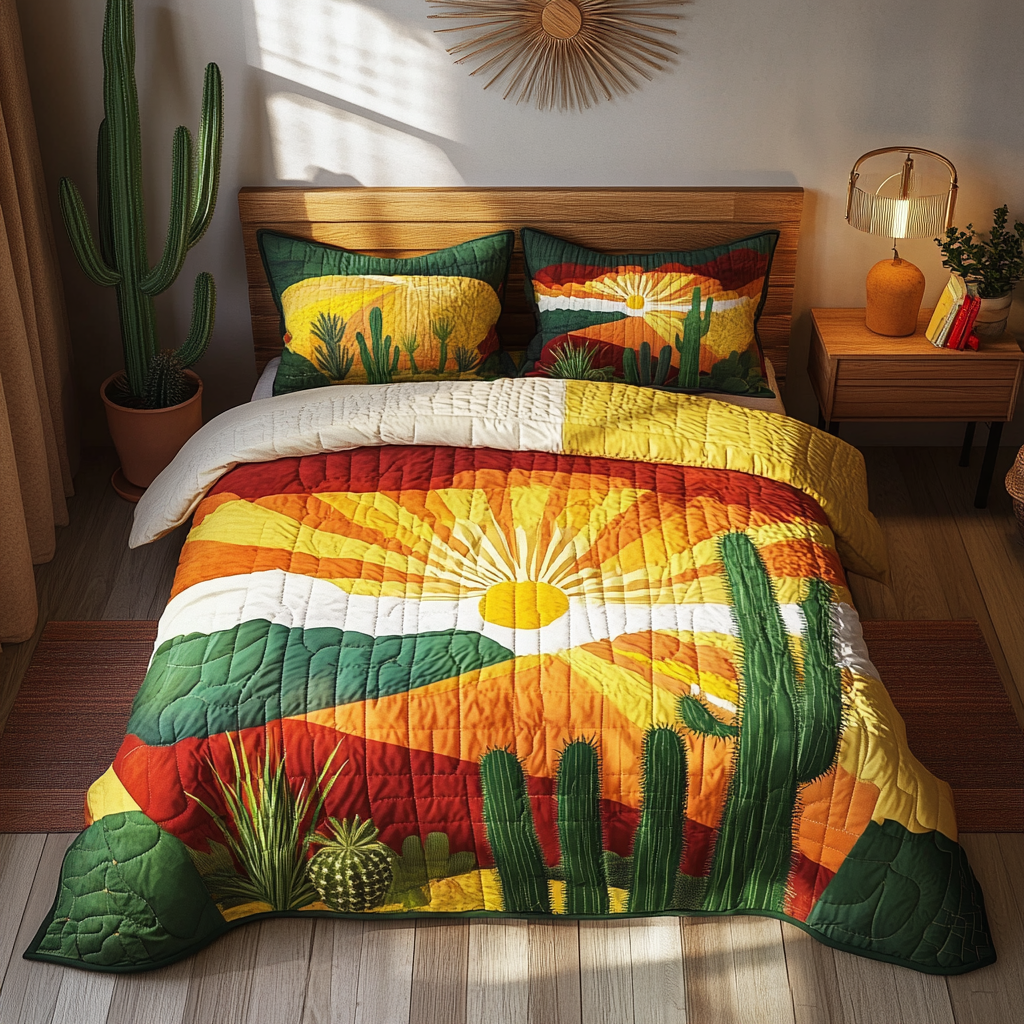 Golden Horizon Quilt 3-Piece Quilted Bedding Set - Single (59" x 70")