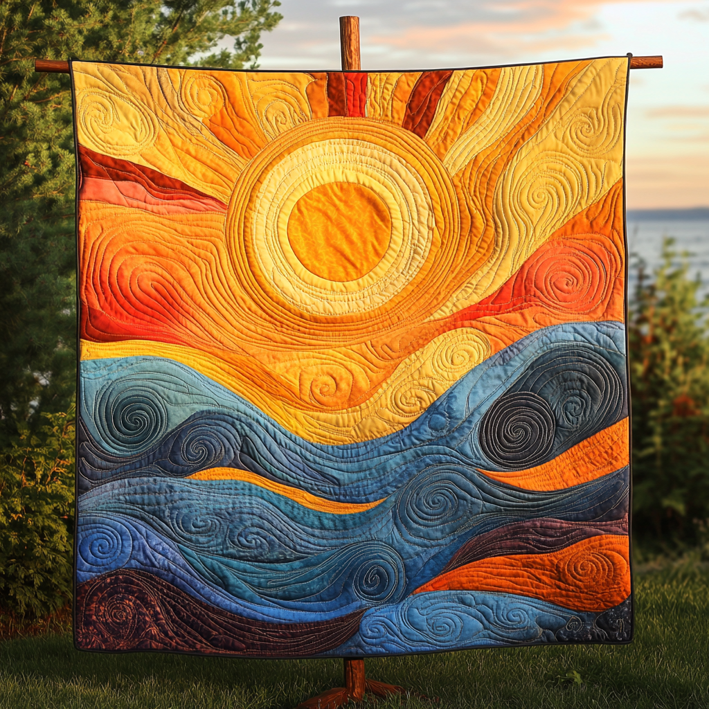 Golden Horizon Quilted Blanket - Throw (55" x 60")